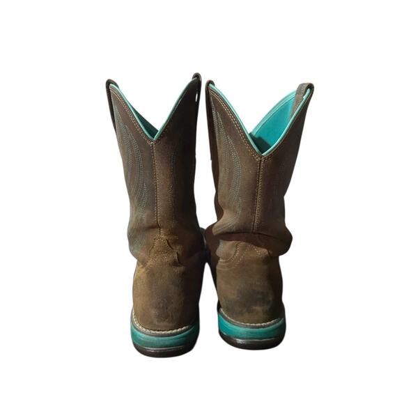 Ariat Womens Sz 9.5 B Anthem Java Brown & Turquoise Western Boots Used - Picture 5 of 9